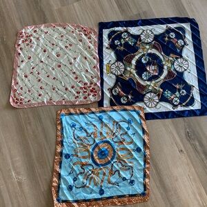 Bundle of 3 Small handkerchiefs Print satin effect leopard pink navy blue